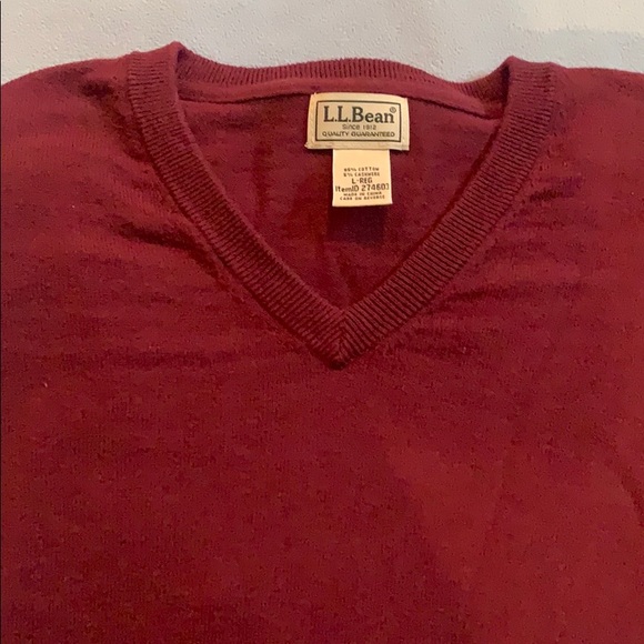🌼 3/$18. L.L. Bean cotton/cashmere sweater size L burgundy - Picture 5 of 7
